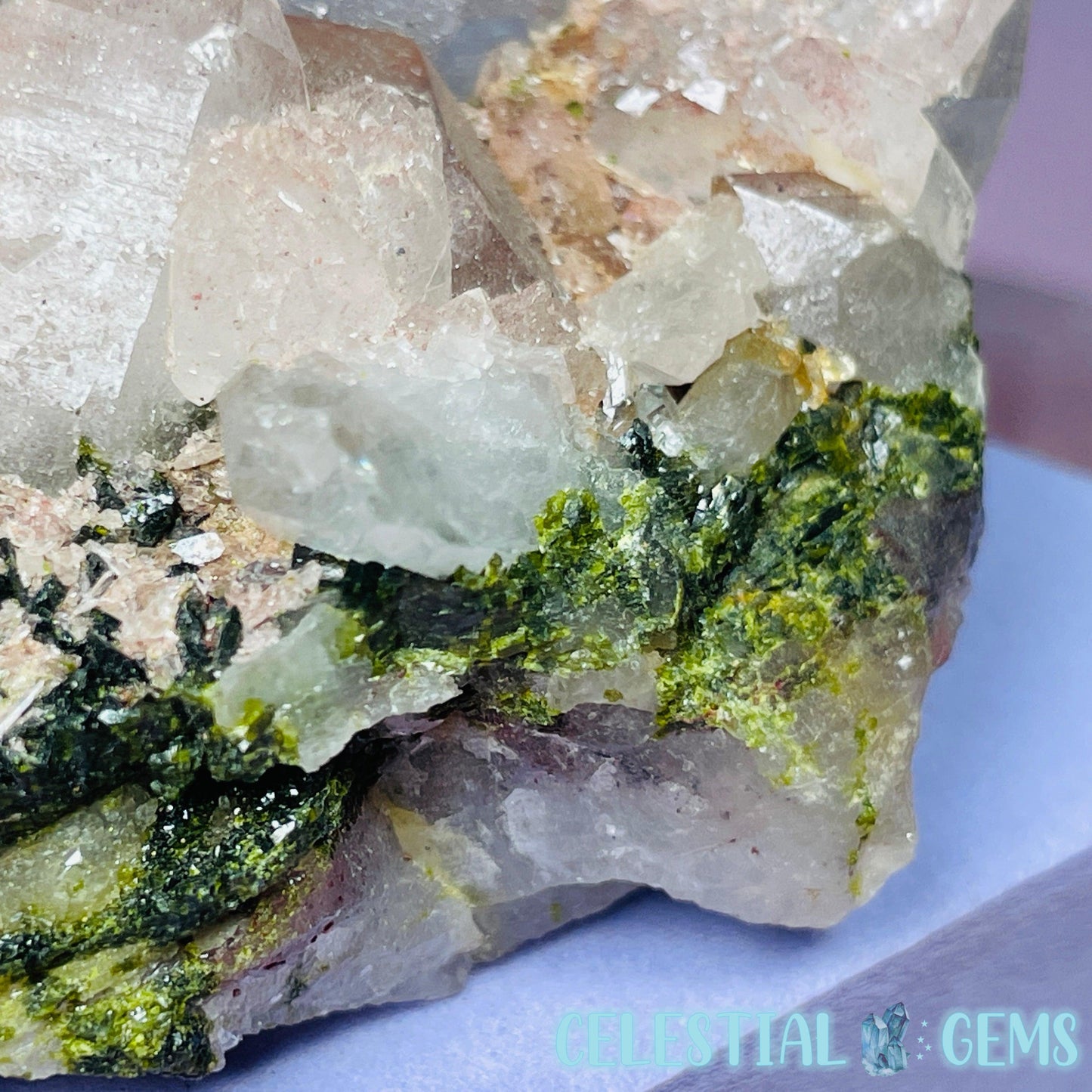 Quartz + Epidote + Hematite Small Cluster Specimen