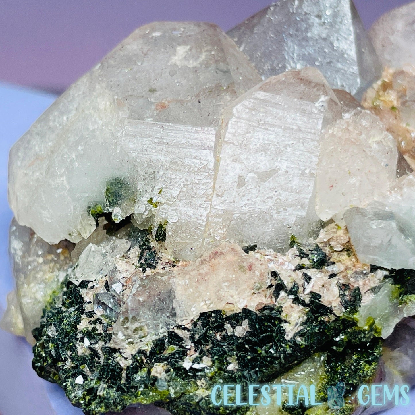 Quartz + Epidote + Hematite Small Cluster Specimen