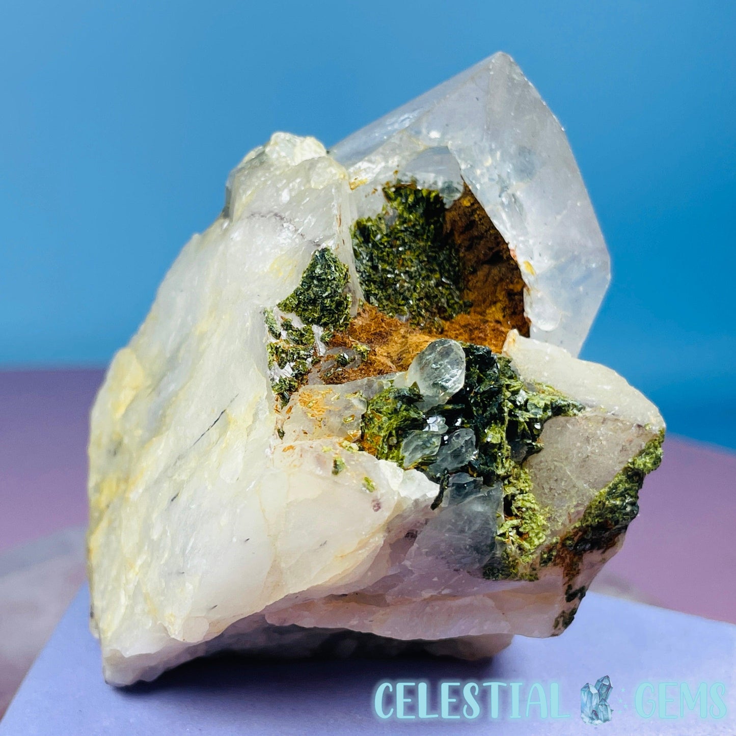 Quartz + Epidote + Hematite Medium Cluster Specimen