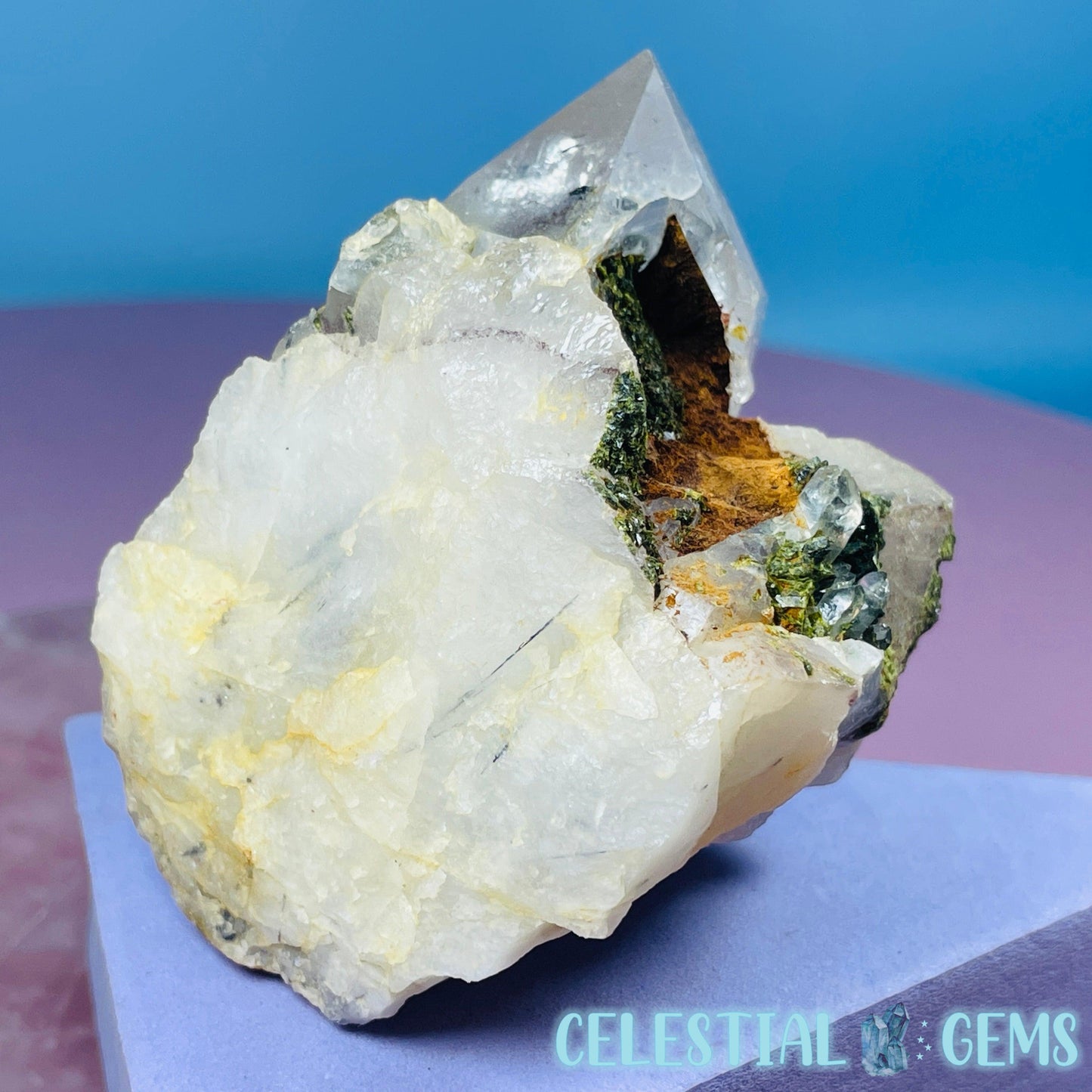 Quartz + Epidote + Hematite Medium Cluster Specimen