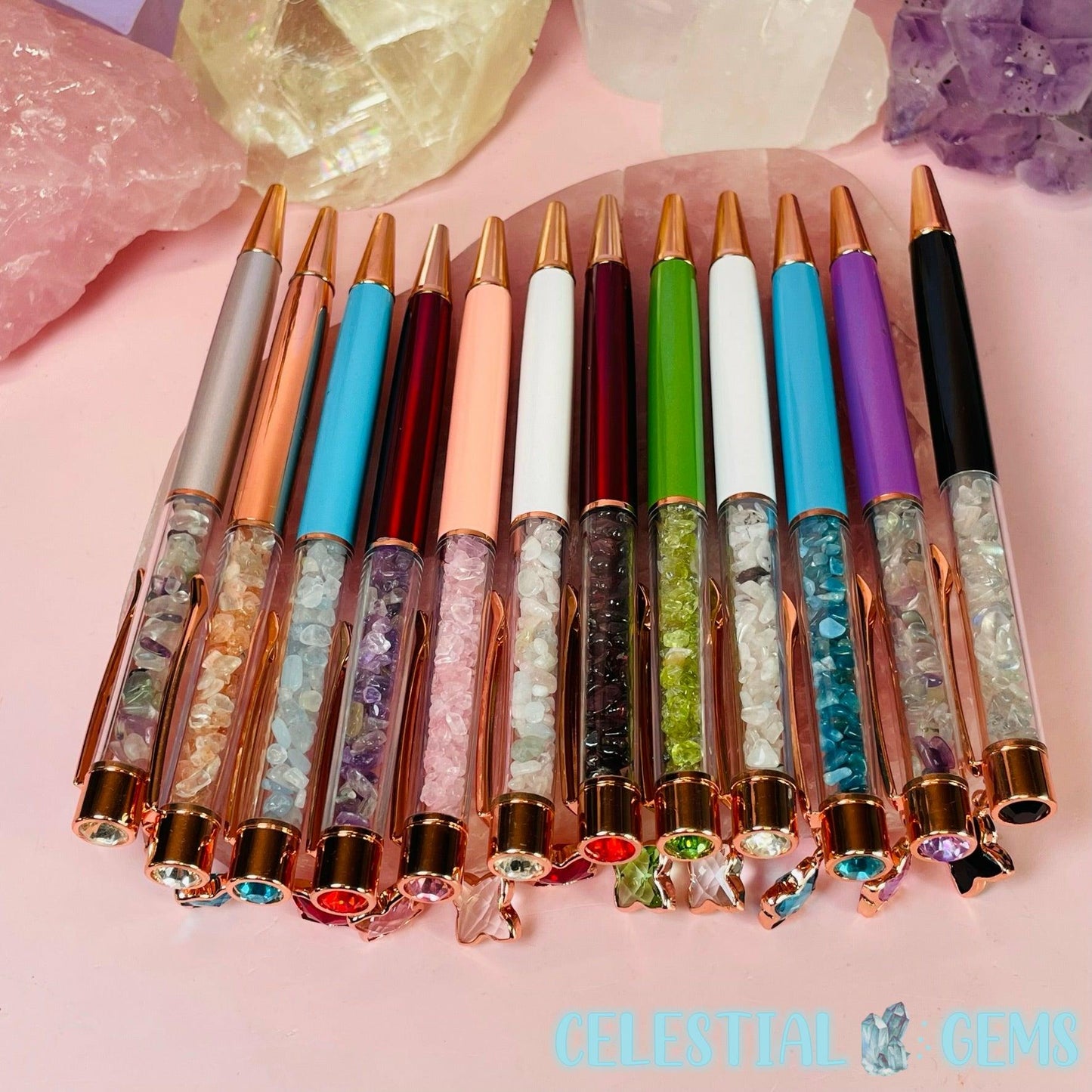 Crystal Chip Blue Ballpoint Pen (with Hanging Charm!)