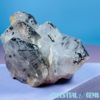 Quartz + Specular Hematite Small Cluster Specimen (Video)