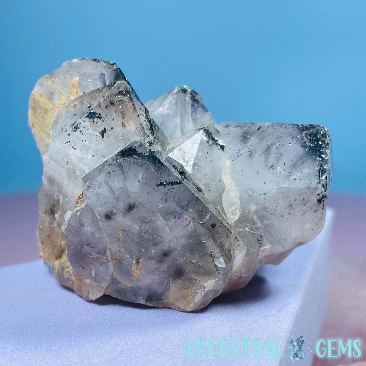 Quartz + Specular Hematite Small Cluster Specimen (Video)