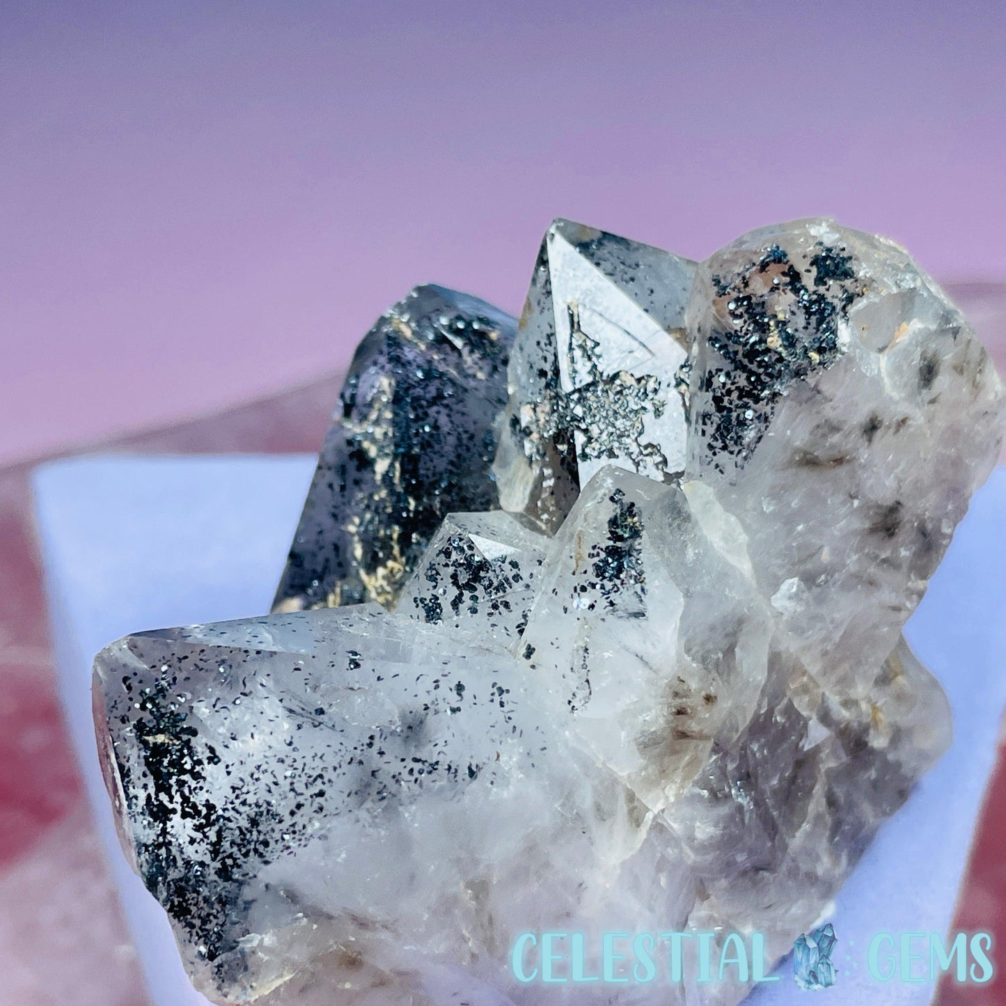 Quartz + Specular Hematite Small Cluster Specimen (Video)