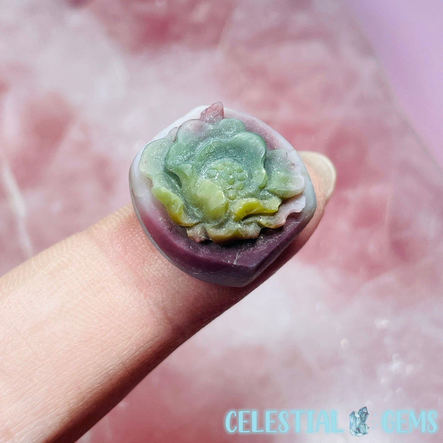 Rare Alashan Agate 3D Flower Mini Carving