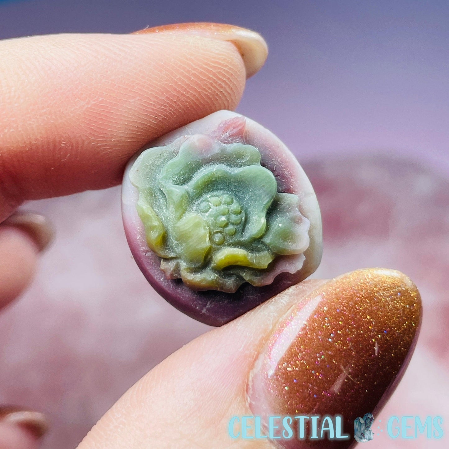 Rare Alashan Agate 3D Flower Mini Carving