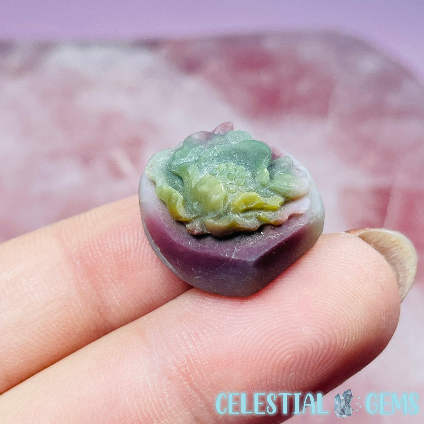 Rare Alashan Agate 3D Flower Mini Carving