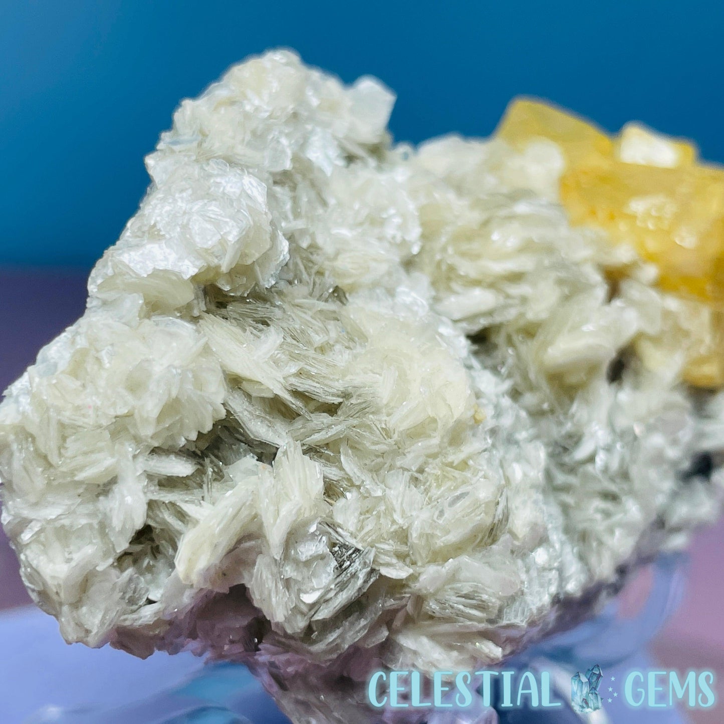 Rare Scheelite Gemstone in Muscovite Mica Cluster Small Specimen