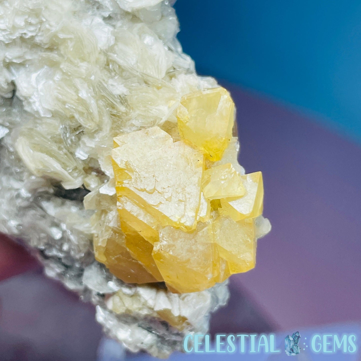 Rare Scheelite Gemstone in Muscovite Mica Cluster Small Specimen