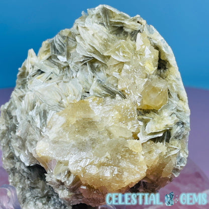 Rare Scheelite Gemstone in Muscovite Mica Cluster Medium Specimen