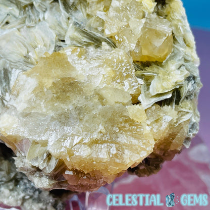 Rare Scheelite Gemstone in Muscovite Mica Cluster Medium Specimen