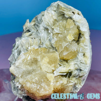 Rare Scheelite Gemstone in Muscovite Mica Cluster Medium Specimen