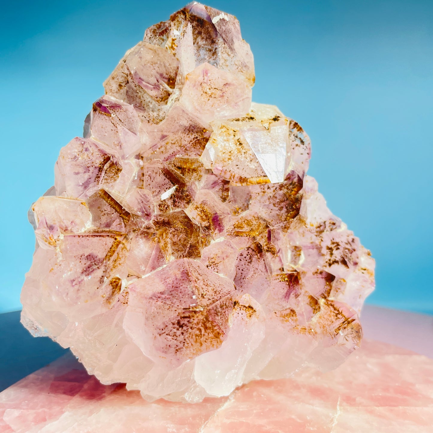 Amethyst + Cacoxenite Medium Standing Cluster