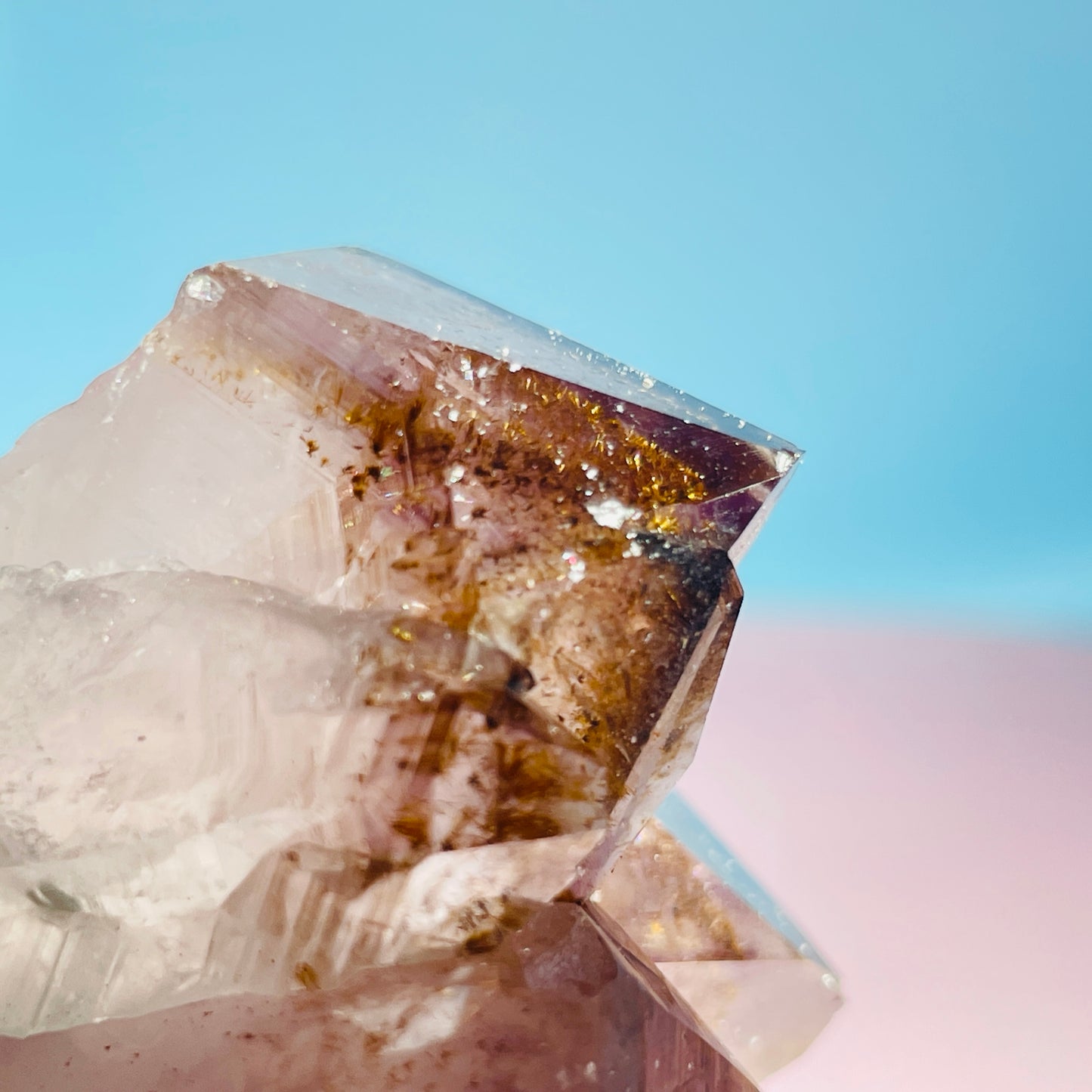 Amethyst + Cacoxenite Medium Standing Cluster