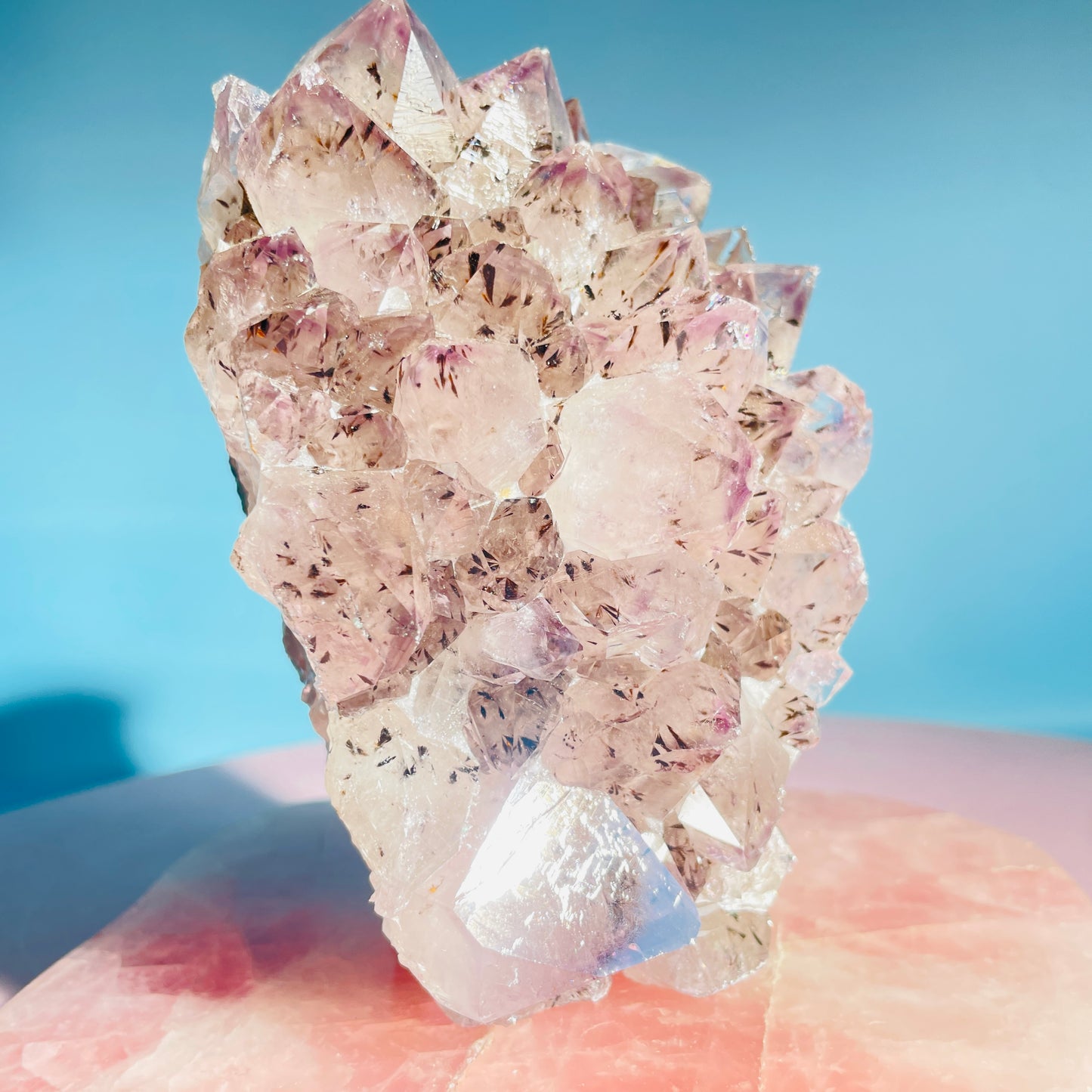 Amethyst + Cacoxenite Medium Standing Cluster (Video)