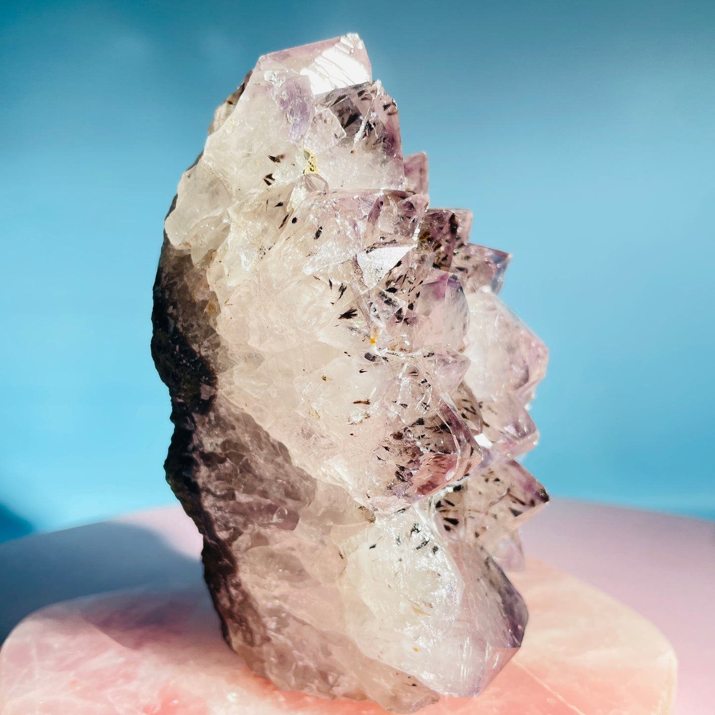 Amethyst + Cacoxenite Medium Standing Cluster (Video)