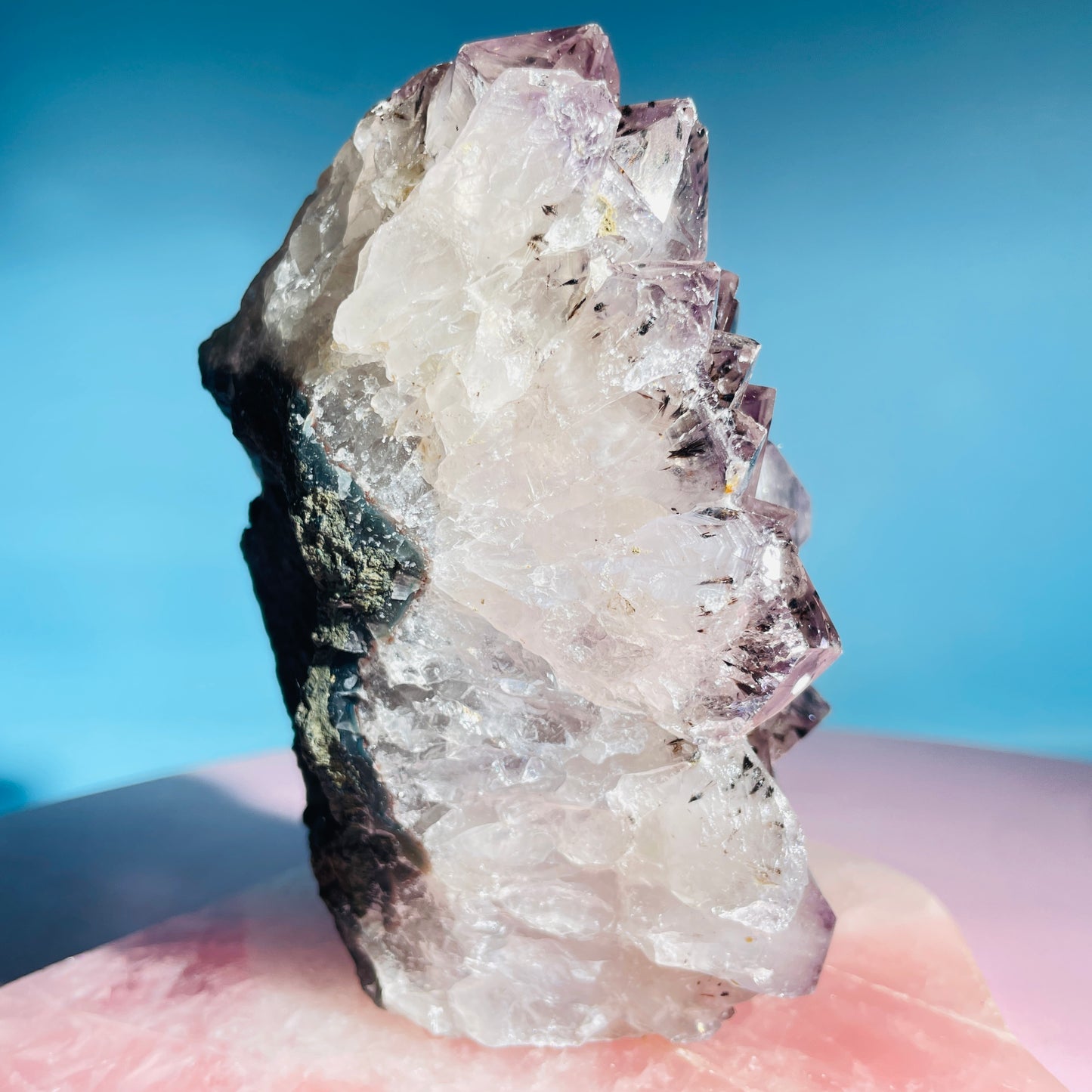 Amethyst + Cacoxenite Medium Standing Cluster (Video)