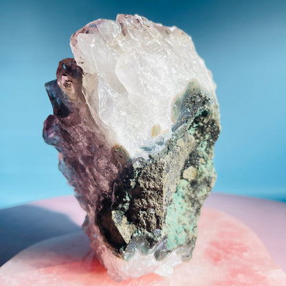 Amethyst + Cacoxenite Medium Standing Cluster (Video)