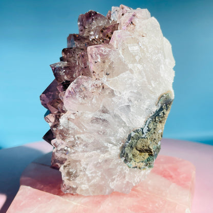 Amethyst + Cacoxenite Medium Standing Cluster (Video)