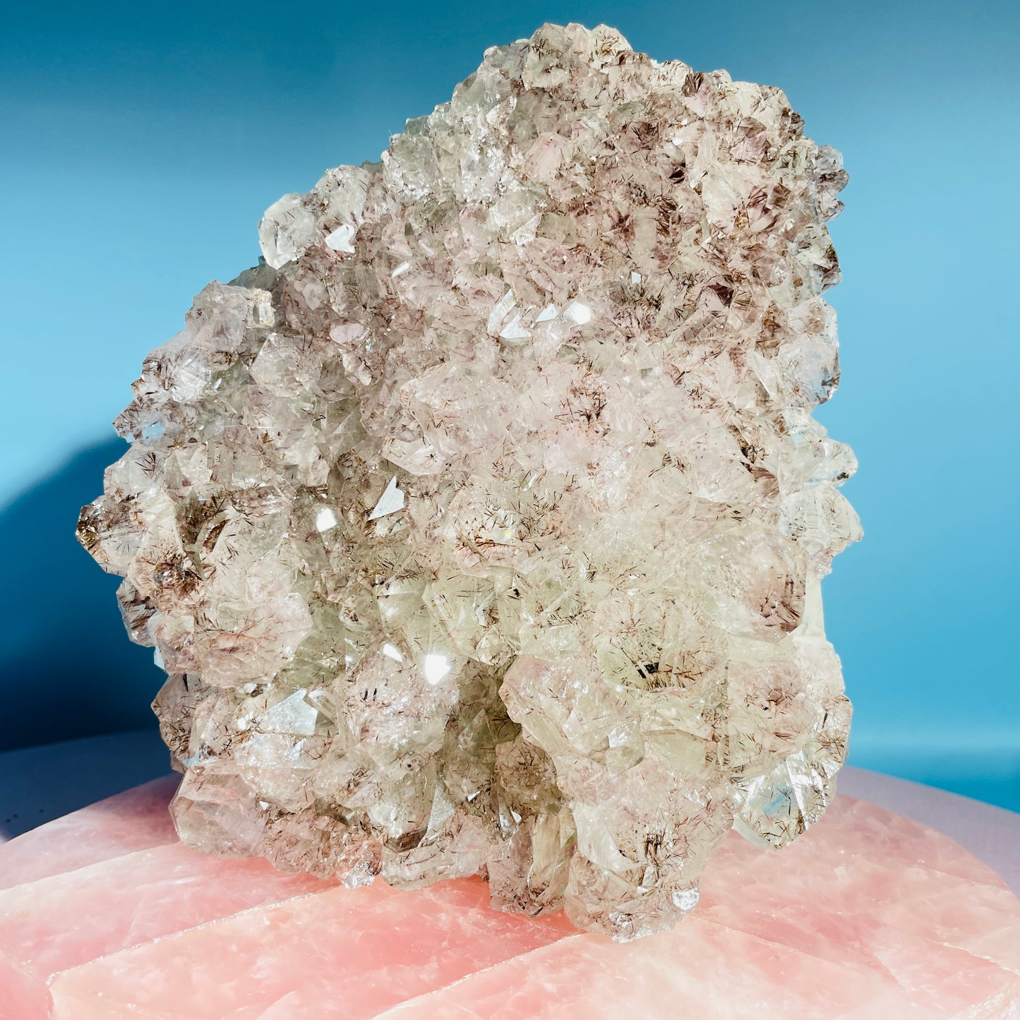 Amethyst + Cacoxenite Large Standing Cluster (Video)