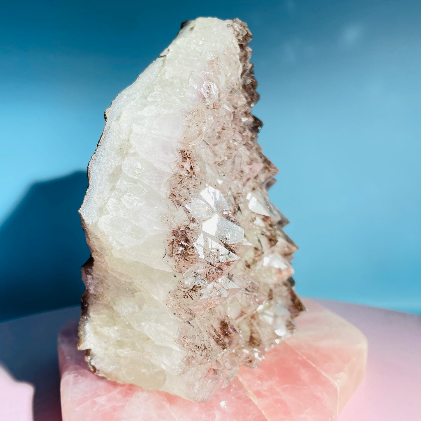 Amethyst + Cacoxenite Large Standing Cluster (Video)