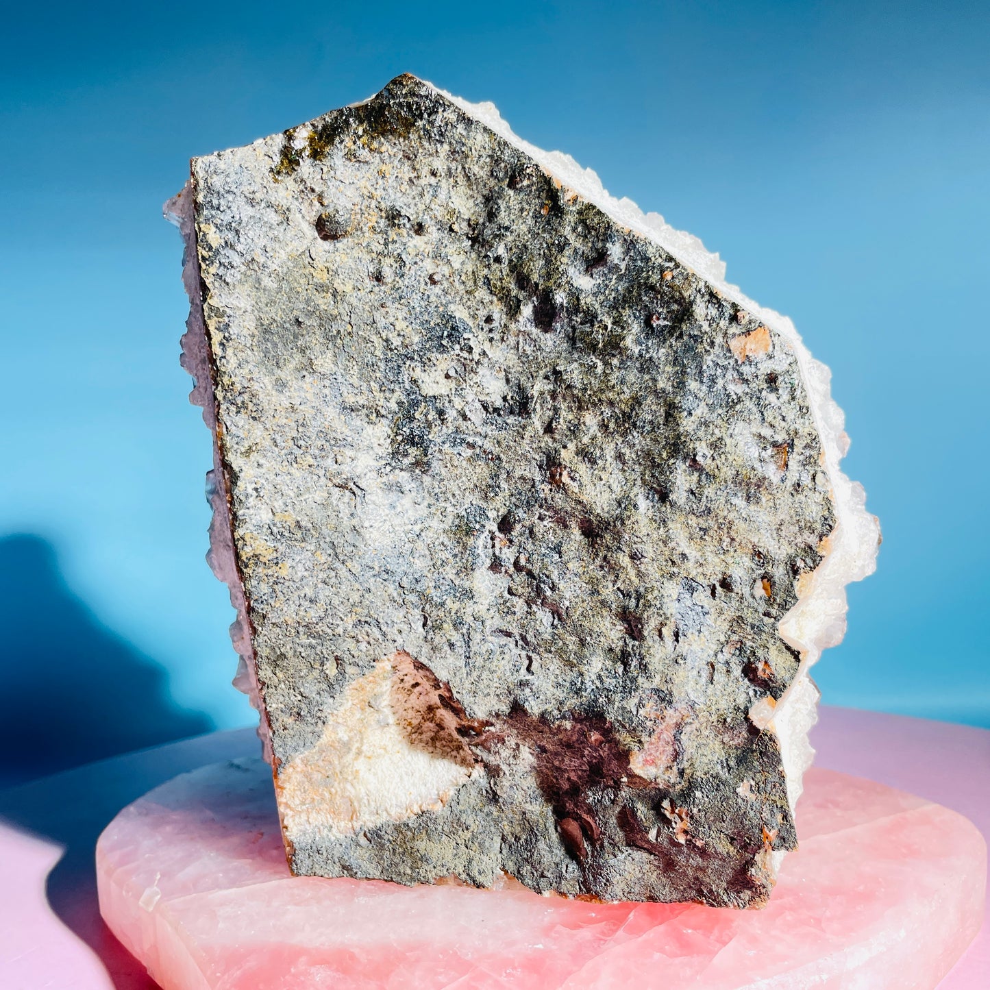 Amethyst + Cacoxenite Large Standing Cluster (Video)