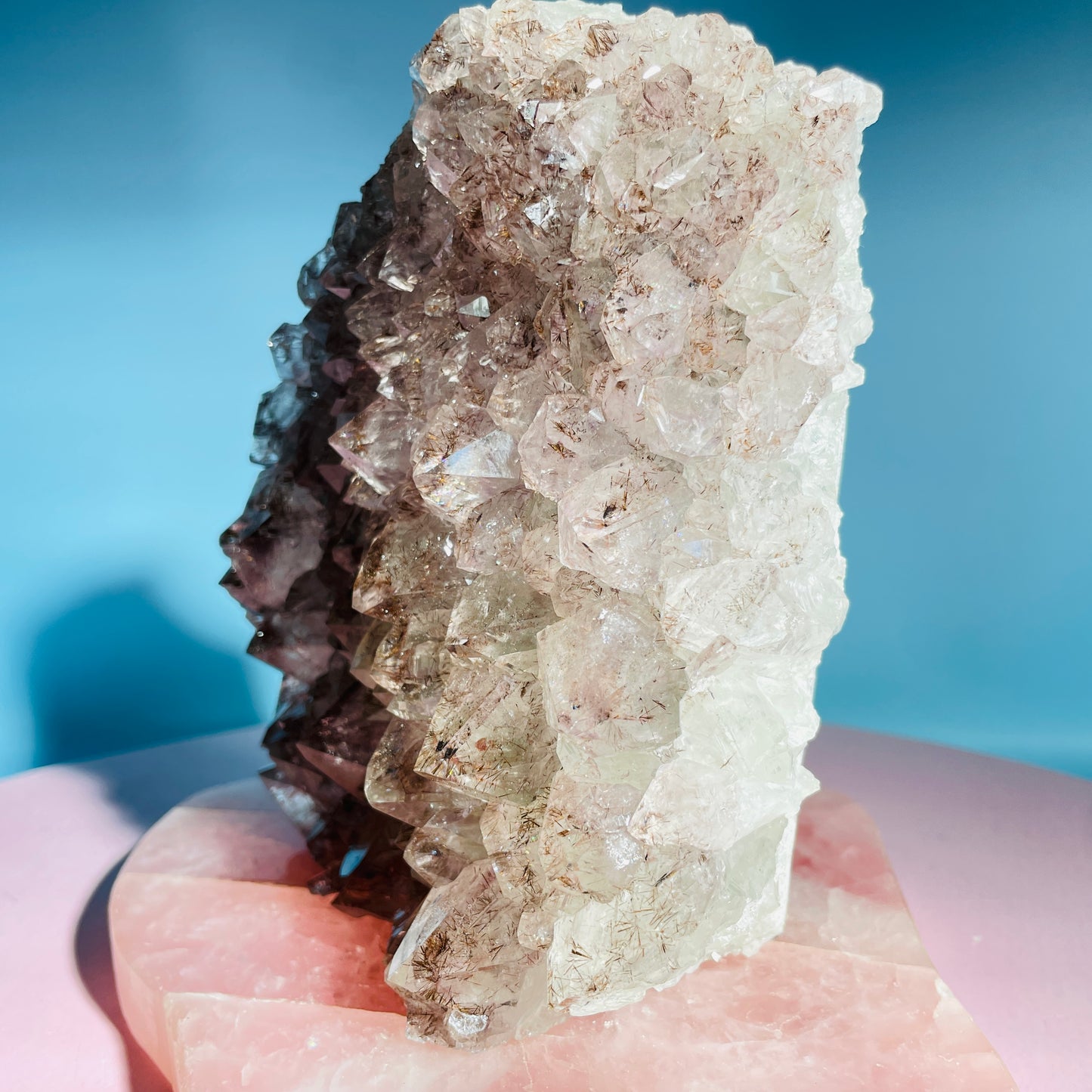 Amethyst + Cacoxenite Large Standing Cluster (Video)