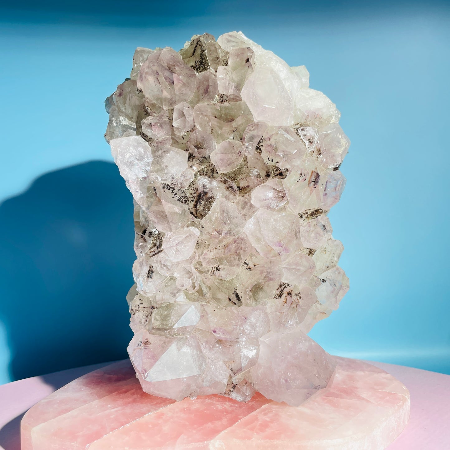 Amethyst + Cacoxenite Large Standing Cluster (Video)