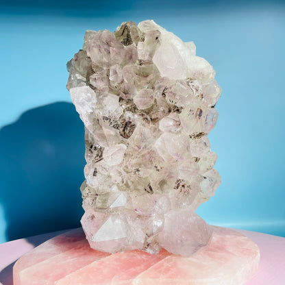 Amethyst + Cacoxenite Large Standing Cluster (Video)