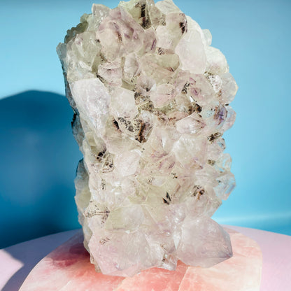 Amethyst + Cacoxenite Large Standing Cluster (Video)