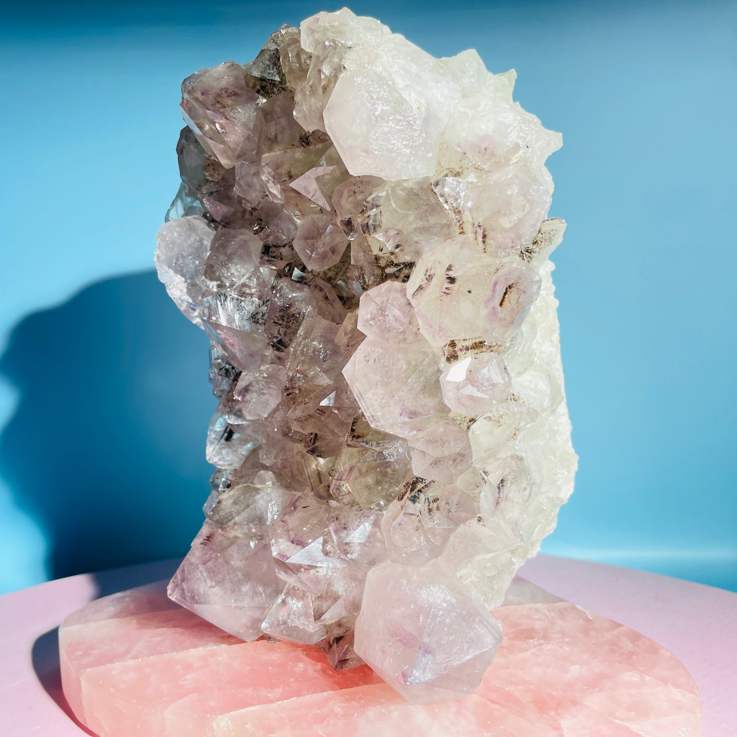 Amethyst + Cacoxenite Large Standing Cluster (Video)