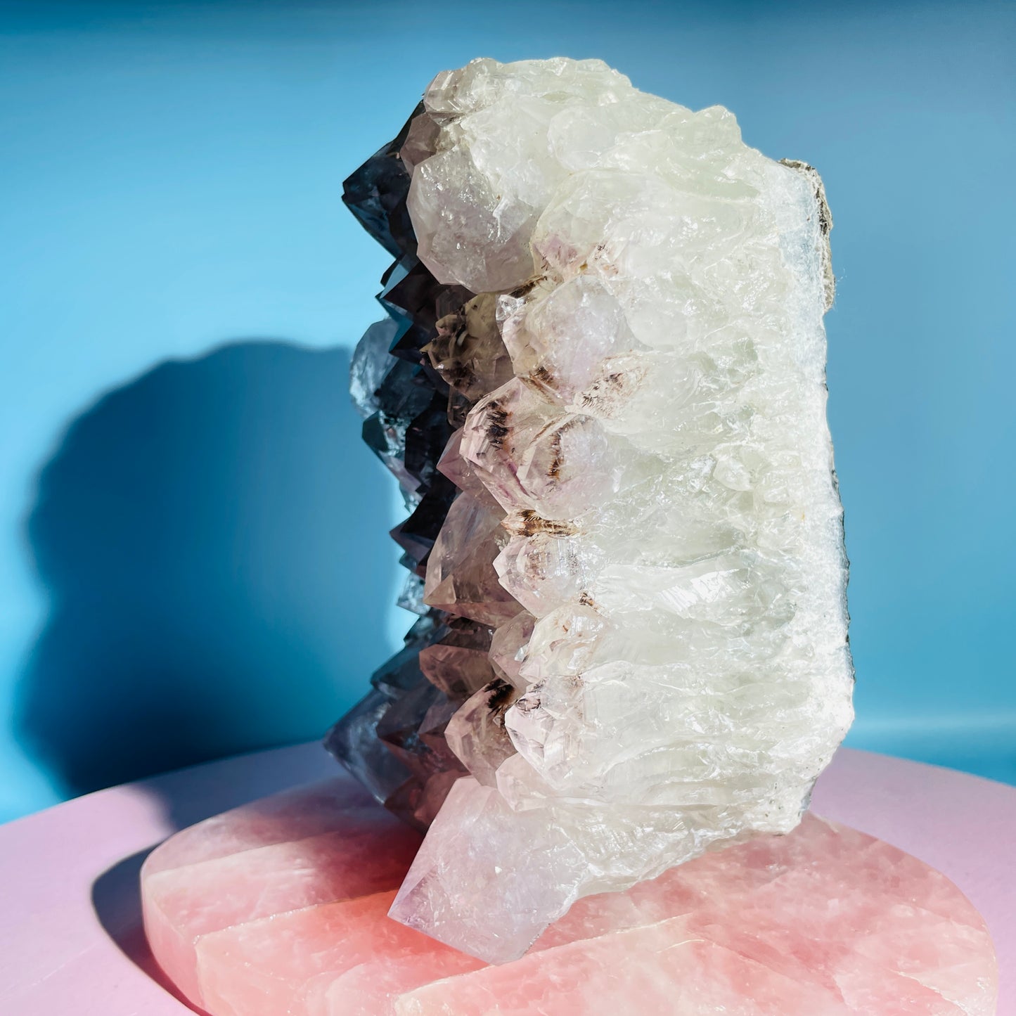 Amethyst + Cacoxenite Large Standing Cluster (Video)