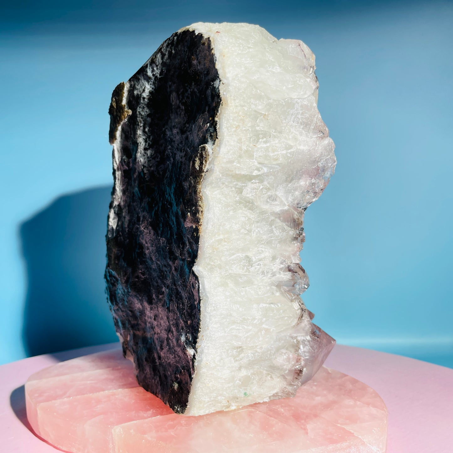 Amethyst + Cacoxenite Large Standing Cluster (Video)