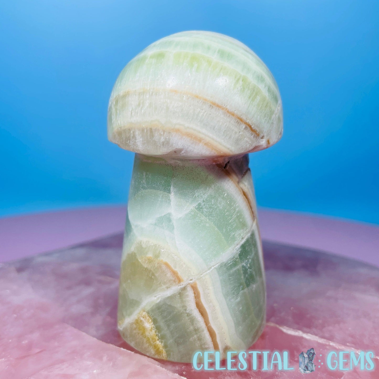 Pistachio Calcite Mushroom Medium Carving