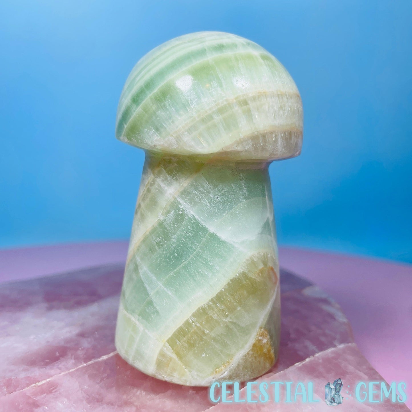 Pistachio Calcite Mushroom Medium Carving