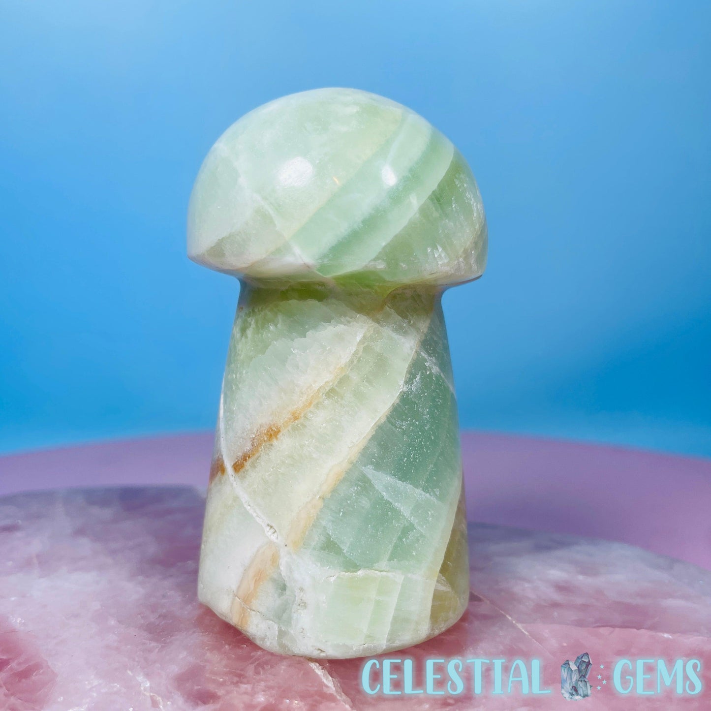 Pistachio Calcite Mushroom Medium Carving