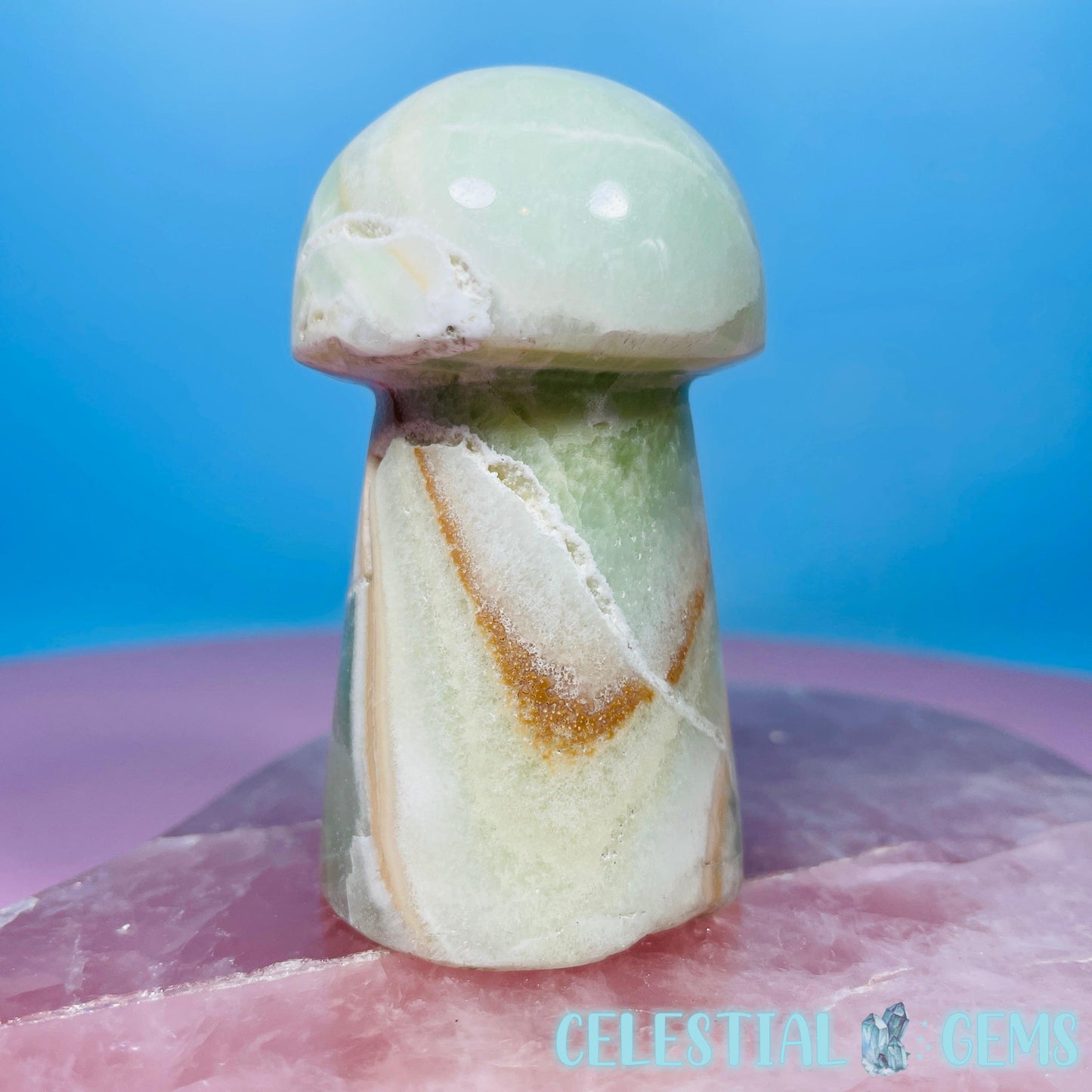 Pistachio Calcite Mushroom Medium Carving