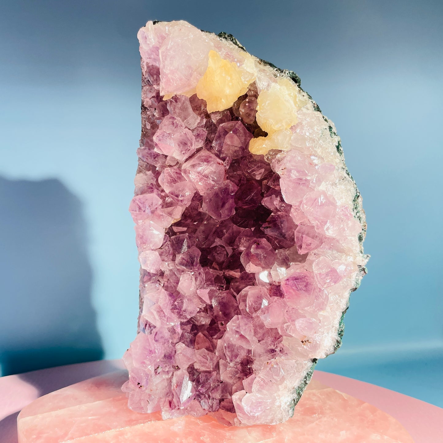 Amethyst + Calcite Large Standing Cluster (Video)