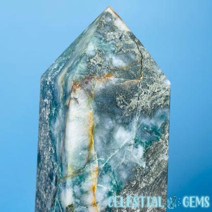 Green Fuchsite Mica + Pyrite Medium Obelisk Tower