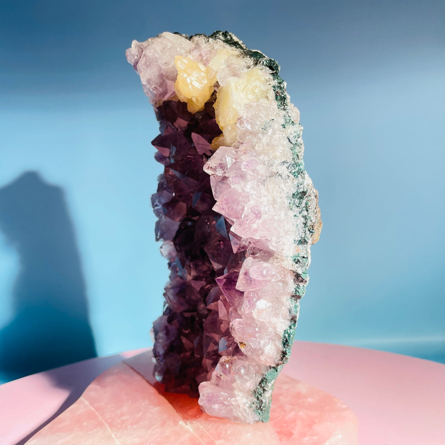 Amethyst + Calcite Large Standing Cluster (Video)