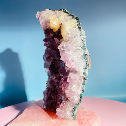 Amethyst + Calcite Large Standing Cluster (Video)