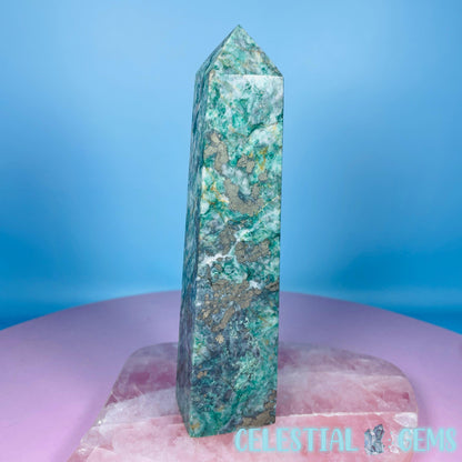 Green Fuchsite Mica + Pyrite Large Obelisk Tower