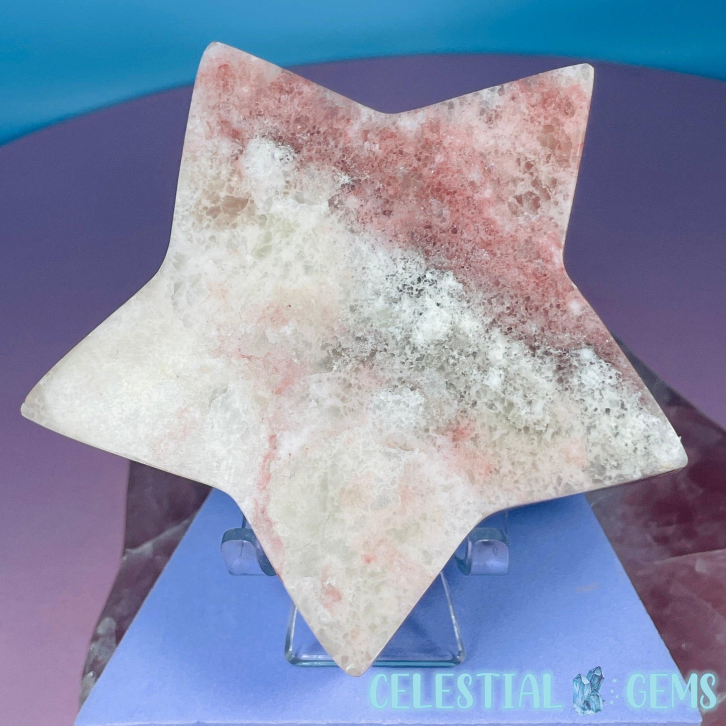 Rose Calcite Star Medium Carving