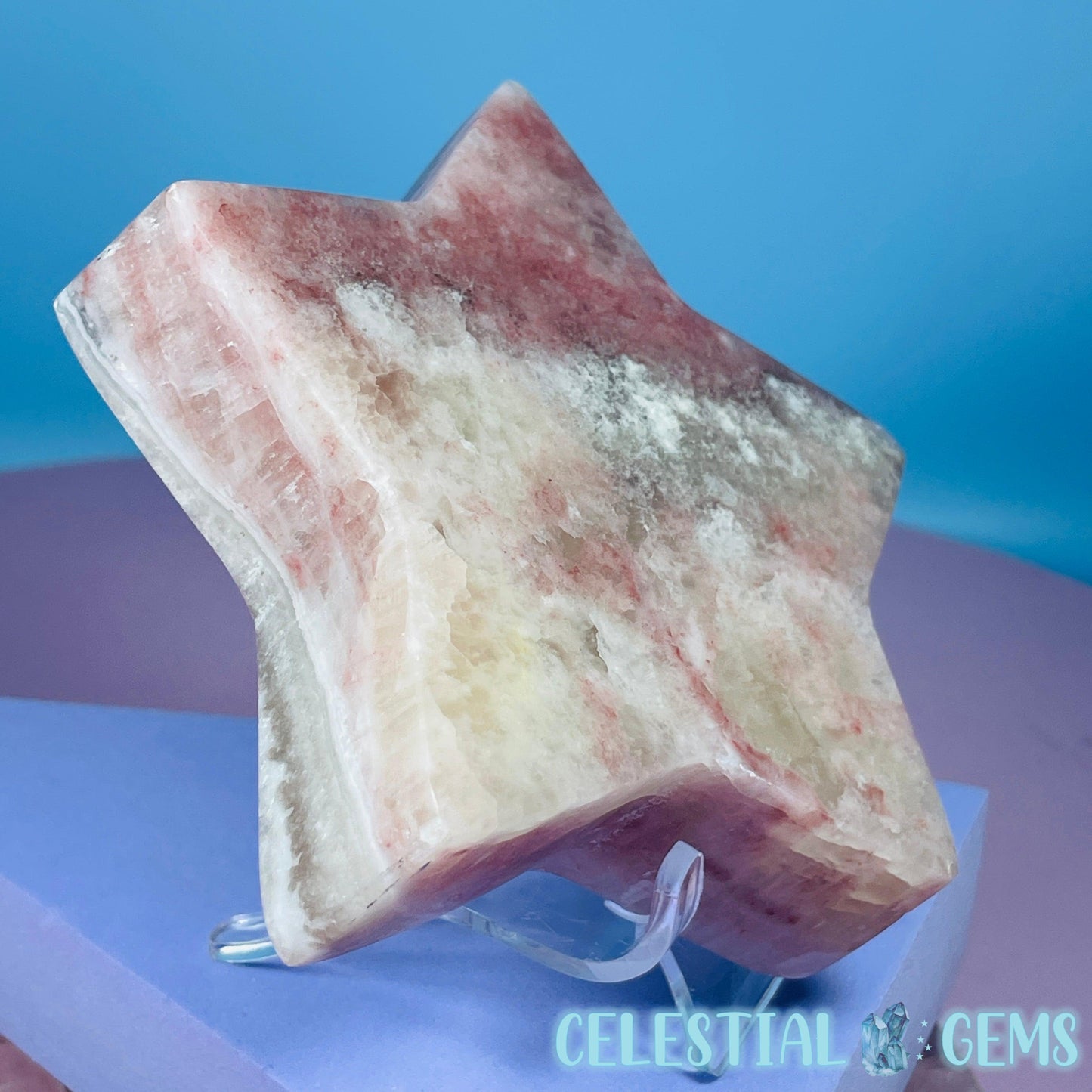 Rose Calcite Star Medium Carving