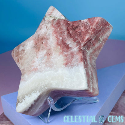 Rose Calcite Star Medium Carving