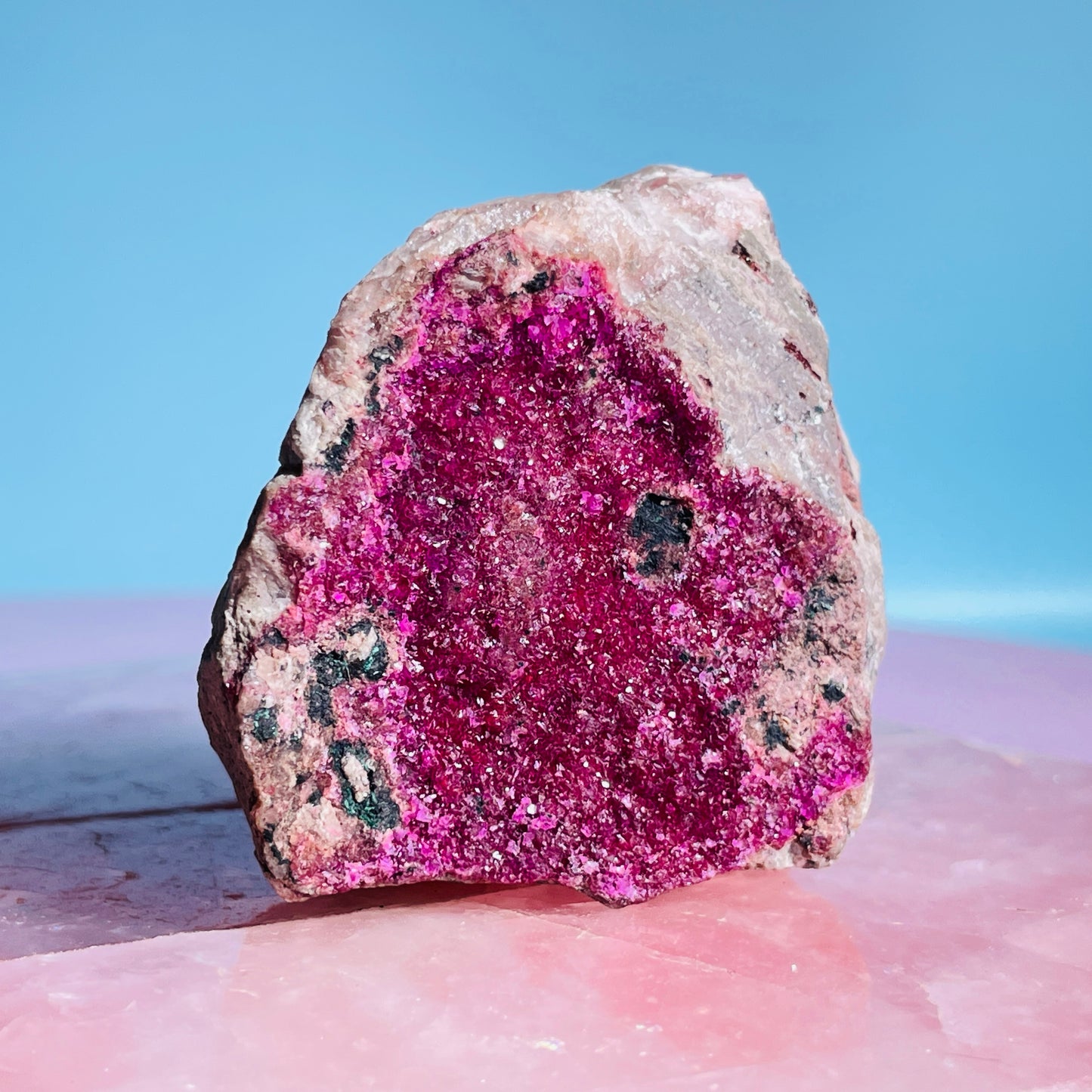 Cobaltocalcite 'Salrose' on Dolomite Raw Cluster Small Specimen (Video)