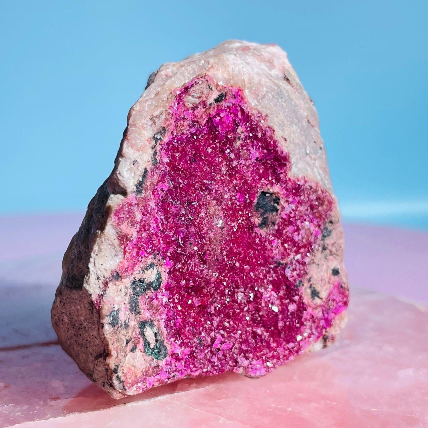 Cobaltocalcite 'Salrose' on Dolomite Raw Cluster Small Specimen (Video)