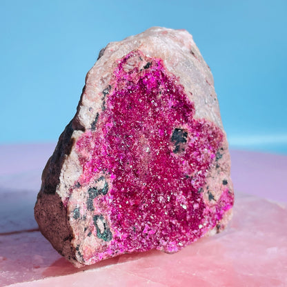 Cobaltocalcite 'Salrose' on Dolomite Raw Cluster Small Specimen (Video)