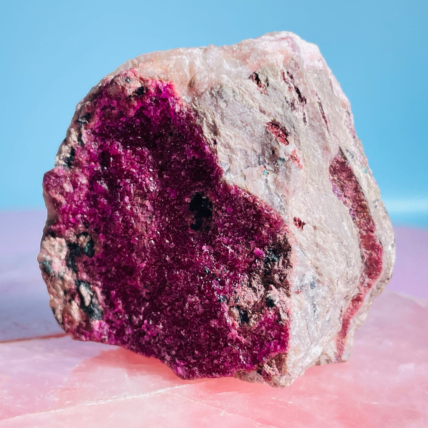 Cobaltocalcite 'Salrose' on Dolomite Raw Cluster Small Specimen (Video)