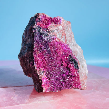 Cobaltocalcite 'Salrose' on Dolomite Raw Cluster Small Specimen (Video)